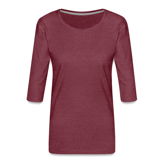 Frauen Premium 3/4-Arm Shirt - Bordeauxrot meliert