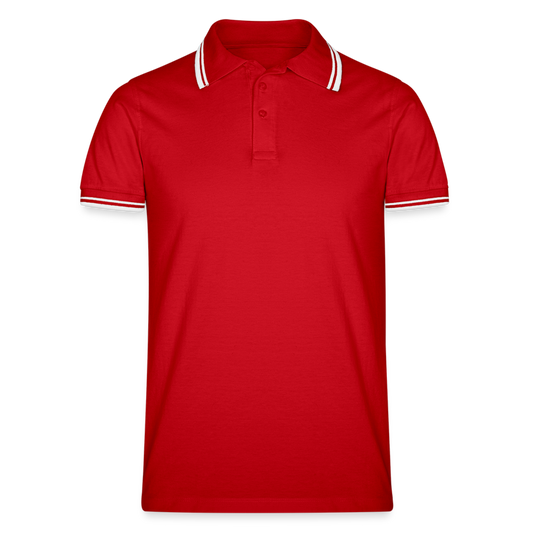 Männer Tipped Poloshirt - Rot/Weiß