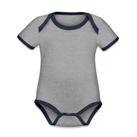 Baby Bio-Kurzarm-Kontrastbody - Grau meliert/Navy